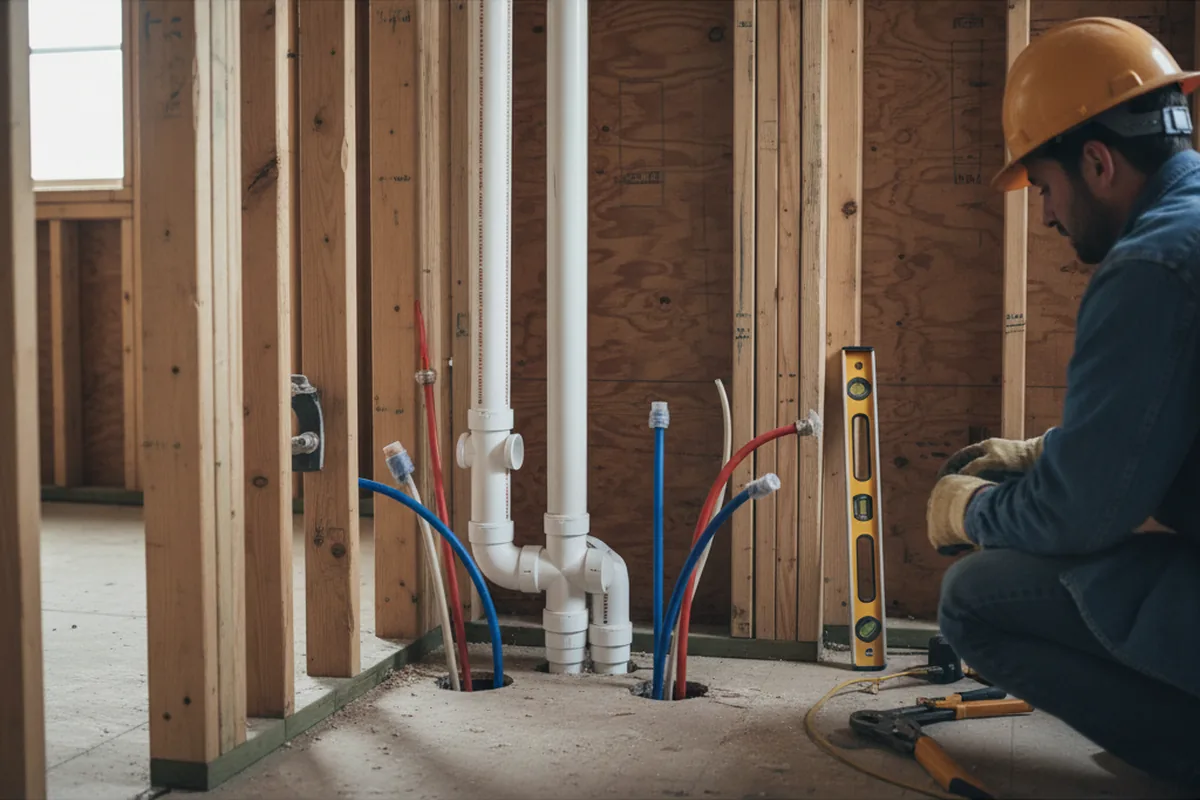 Drain and supply rough-in during Leak Detection in Boaz