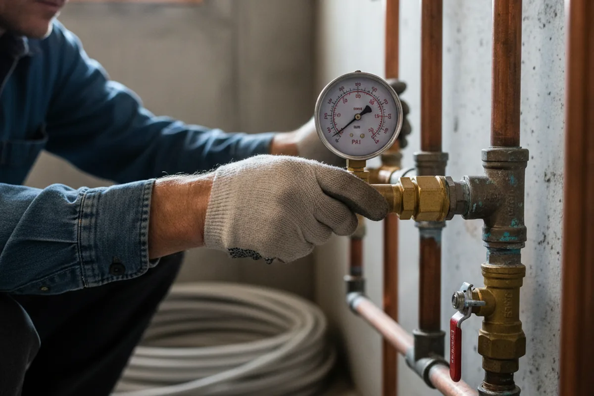Pressure testing a repaired line during Water Line Repair in Boaz